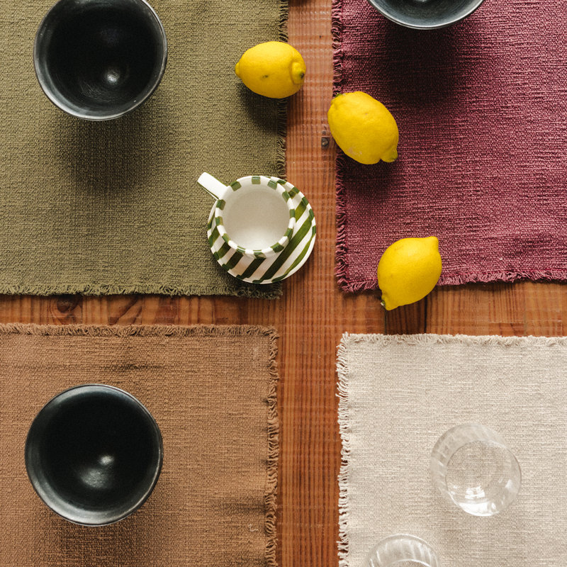 Cotton Rectangle Placemat Set, Marsala