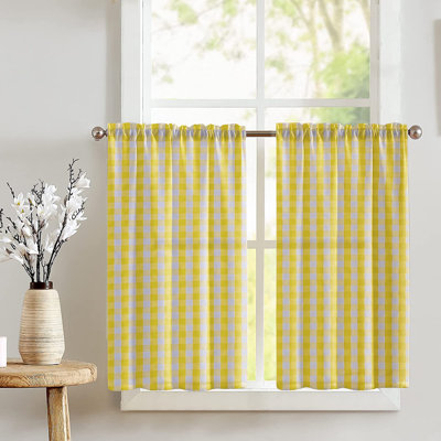 Gingham Checkered Print Cafe Tier Curtains