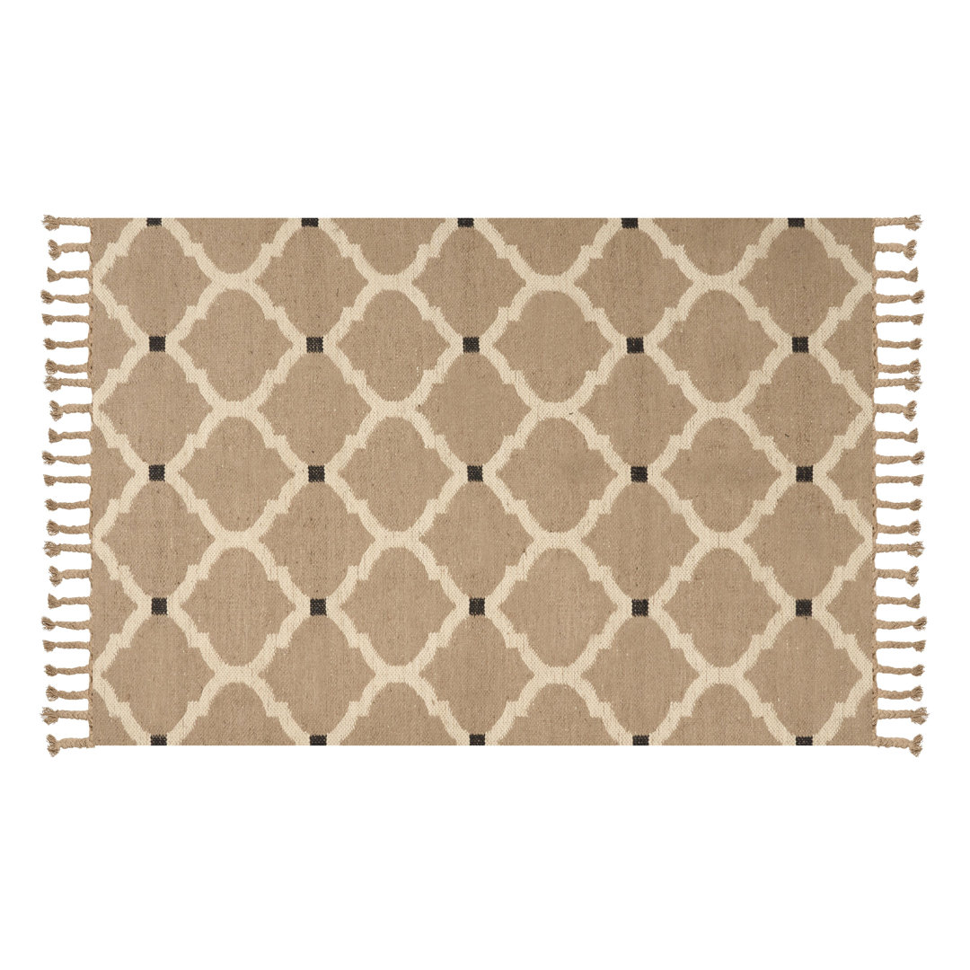 Handgefertigter Teppich Houten in Beige