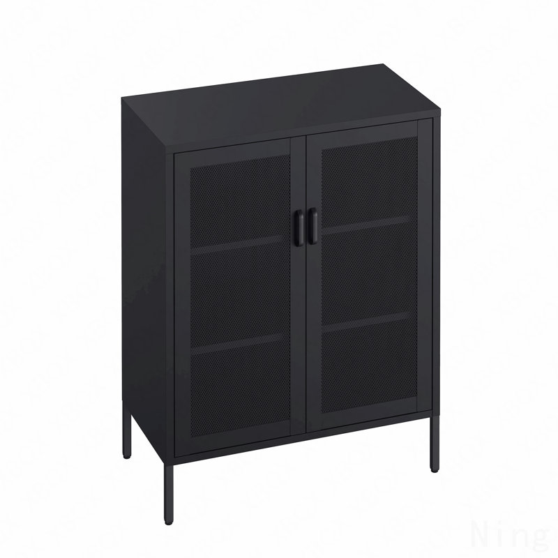 32" Metal Accent Cabinet, Black