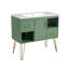 Ensemble de meuble-lavabo 36 po avec lavabo en résine, meuble-lavabo simple autoportant moderne avec 2 tiroirs et 2 compartiments de rangement, meuble de rangement pour salle de bain, ensemble de meuble-lavabo avec cadre en bois massif