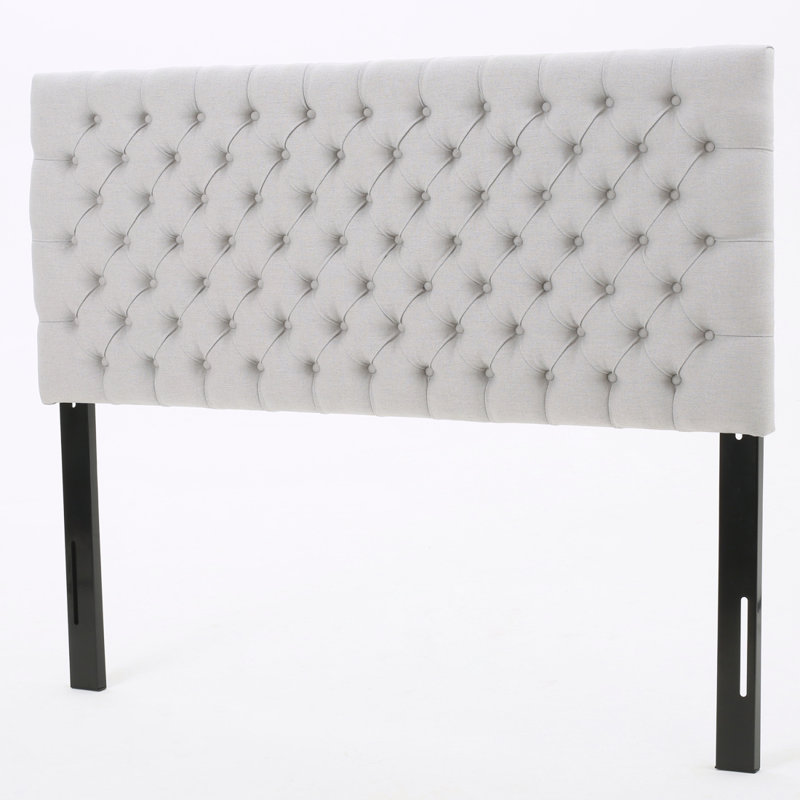 Tufted Upholstered Queen Size Bed Headboard In Modern Button Design, Adjustable Solid Wood Head Board, Solid Wood Head Board With Durable Metal Legs In Bedroom