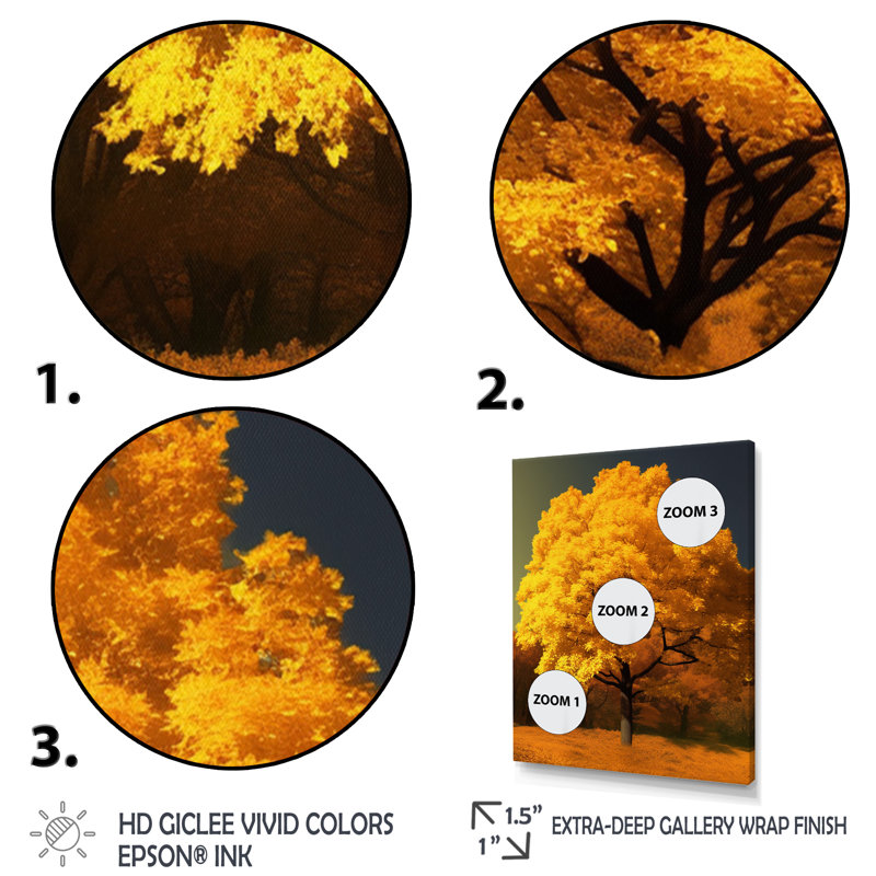Le plus bel arbre jaune sur toile, Toile tendue, H 32 po x l 16 po x P 1 po