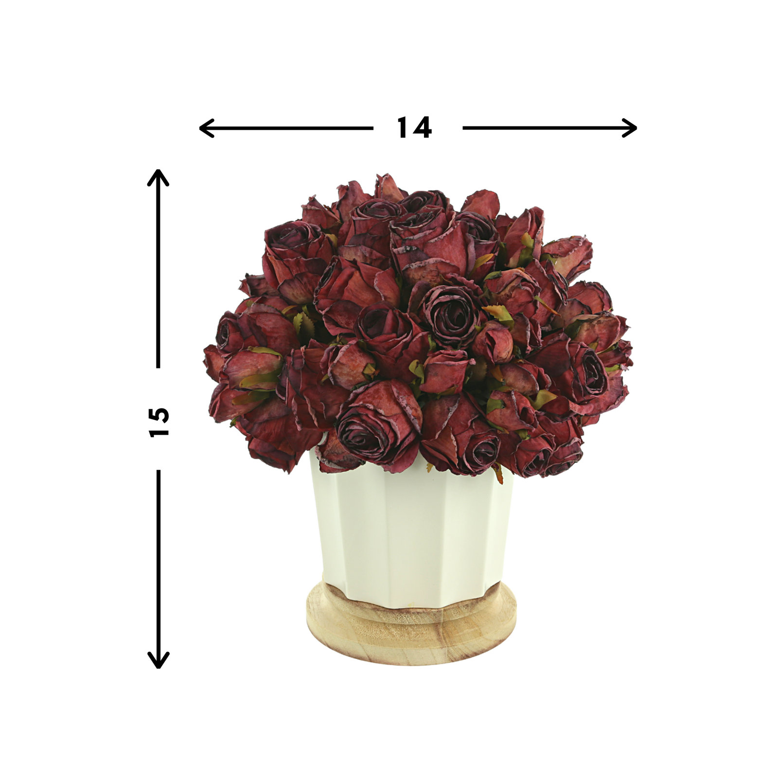 Polysilk Rose Arrangement in Pot, Red