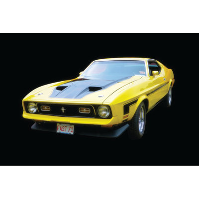 Vintage Mustang Dreams jaune 24 x 24