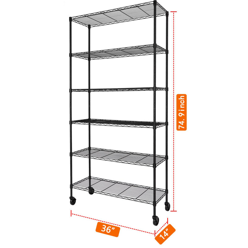 Étagère en métal avec roulettes l 35,98 po Nekoda