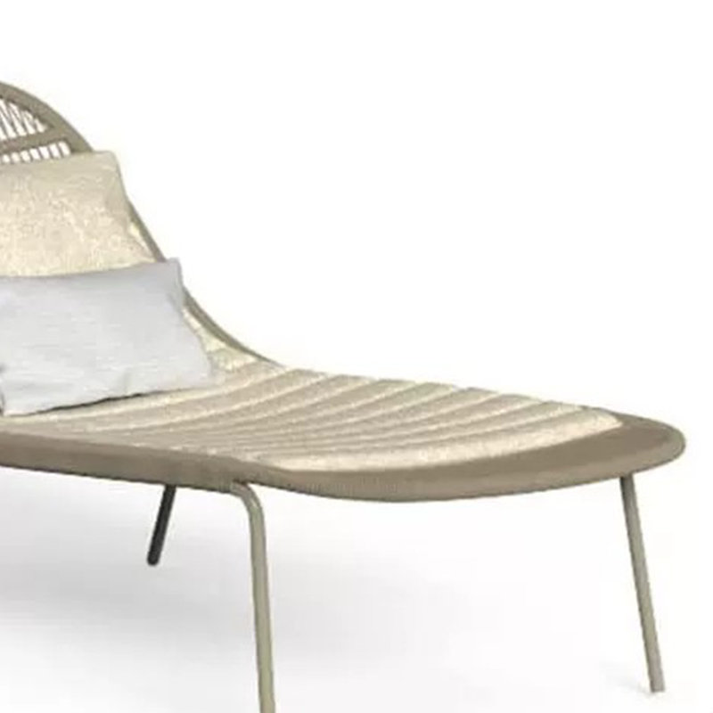 Outdoor Aluminum Frame Fabric Woven Lounger Outdoor Chaise Lounge Set with Table , Cushion Included