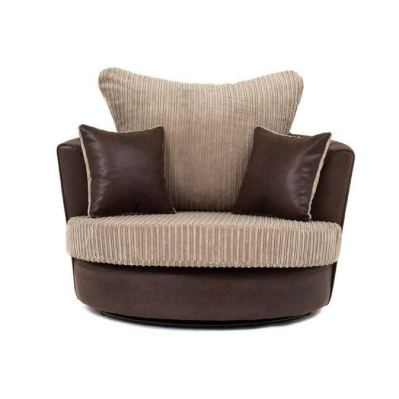 Brois Upholstered Barrel Chair, Brown/Cream