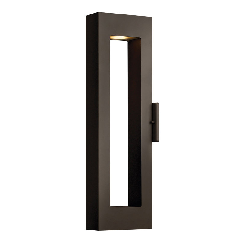 Lanterne murale d'extérieur en verre givré à 2 ampoules Atlantis, H 24 po x l 3 po x P 7,5 po, Bronze