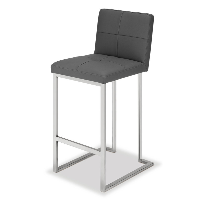 Adamson Upholstered Counter Stool with Metal Frame, Grey