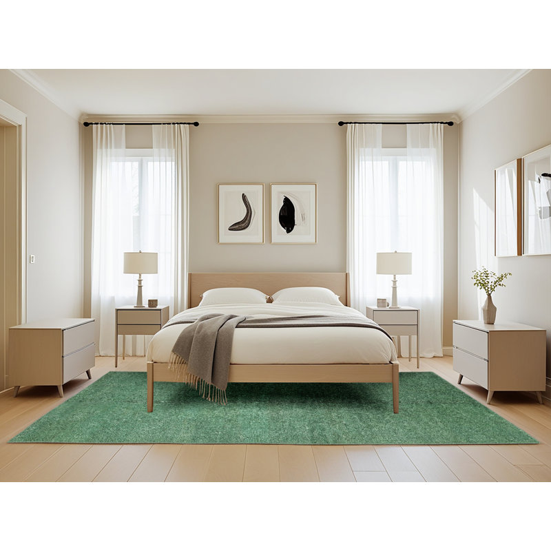 Tapis gris/vert contemporain, Rectangle 5 pi x 8 pi