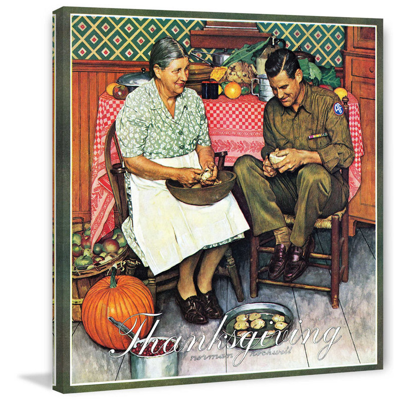 «Home For Thanksgiving» par Norman Rockwell, reproduction d'art sur toile tendue, H 32 po x l 32 po