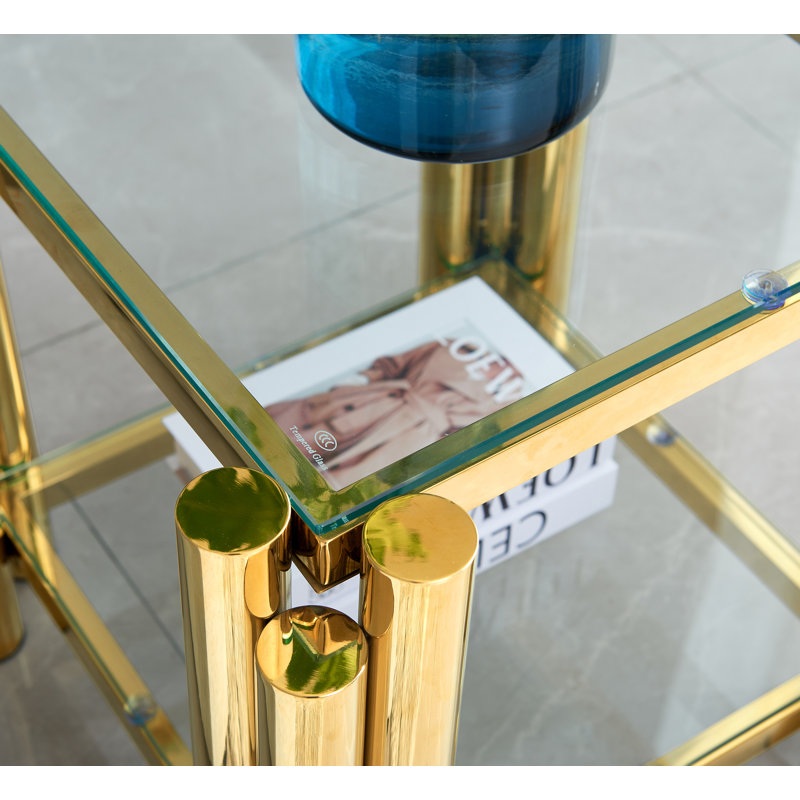Table de bout Allysah, Transparent, Or