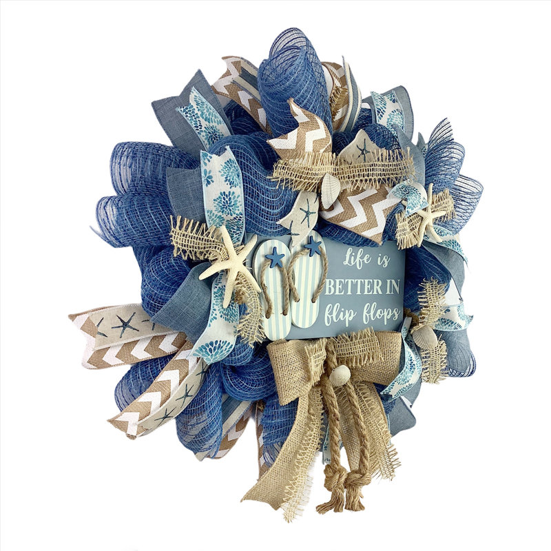 Couronne en toile de jute 16 po Life Is Better in Flip Flops