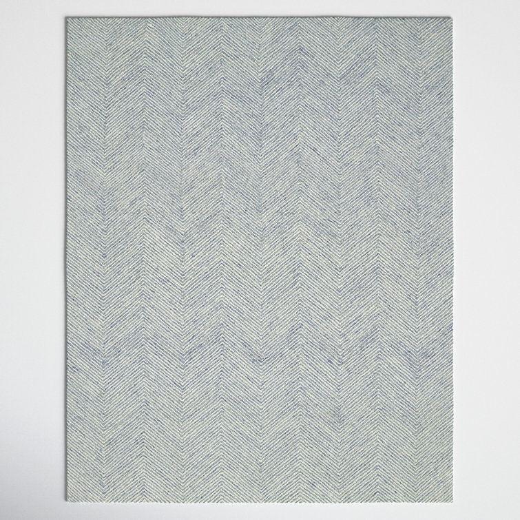 Wheaton Chevron Handmade Tufted Wool Blue/Beige Area Rug