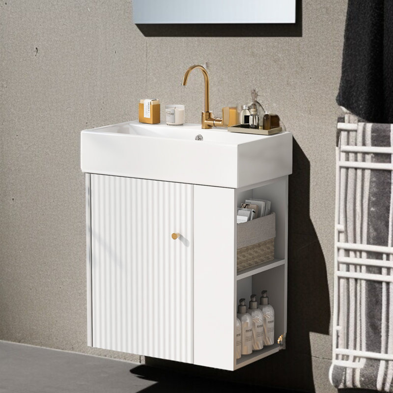 Meuble-lavabo flottant 21,6 po avec lavabo, rangement à droite