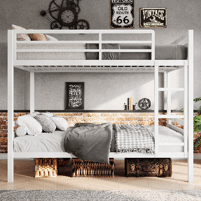  Full Over Full Size Metal Bunk Bed, Heavy Duty Metal Bunk Bed for Teens & Adults