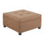 Rangement carré de 35 po en similicuir brun - Repose-pieds contemporain avec coutures gaufrées et caché pour le bureau de la chambre à coucher et du salon