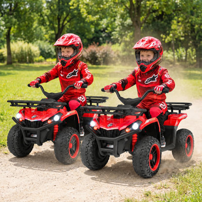 Alex 24v Atv 4 Wheeler for Kids 3-6,Electric Ride Quad,Power Wheels, Dual Motor, Front & Wheel Lights, Adjustable Seat, Mp3 Music Player, Foot Pedal Control Beginner Ride-On Vehicle