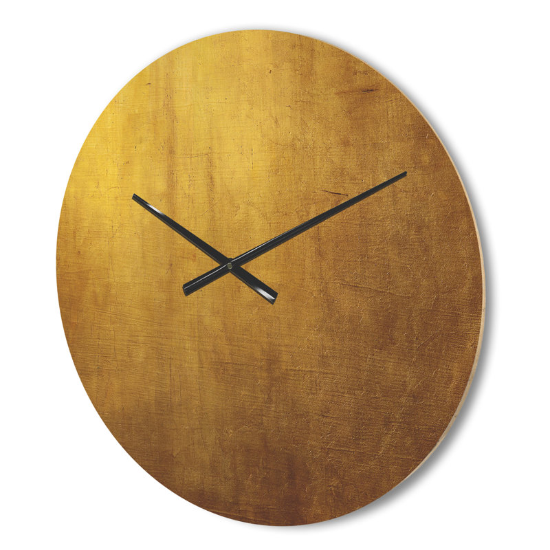 Texture dorée - horloge murale moderne en bois, Moyenne