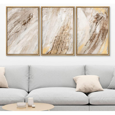 Effet de peinture abstraite grunge grunge jaune brun 3 pièces