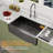 36" Matte Black Undermount Farmhouse Apron Front Kitchen Sink 16 Gauge Stainless Steel Single Bowl Kitchen Sink with Bottom Grid-91285837-86385480
