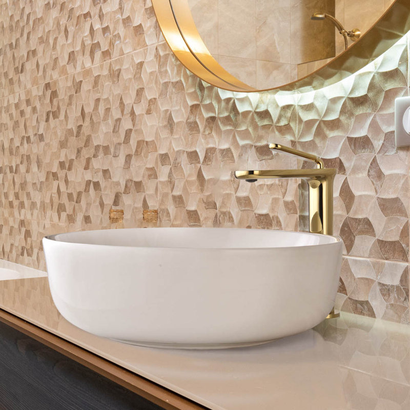 Tall Gold Brass Single Handle Bathroom Faucet