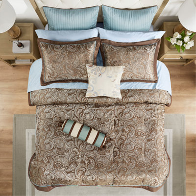 Ensemble d'édredon pour grand lit, 12 pièces élégantes avec draps en coton brun, pour grand lit et nuits douillettes