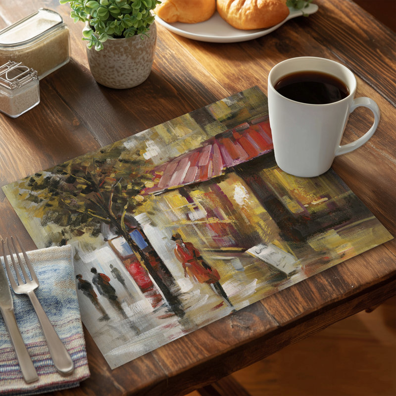 Abstract Street Yellow Polyester Placemat | Bedroom Decor