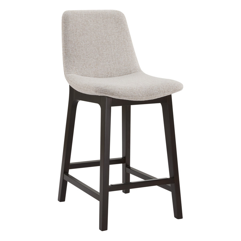 Tabouret de bar et de comptoir rembourré avec pieds en bois massif (ensemble de 2), Beige, Counter Stool (26” Seat Height)