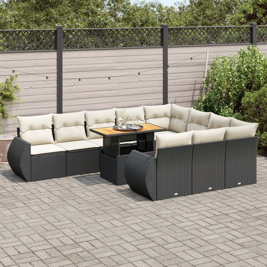 Vidaxl 11-Tlg. Garten-Sofagarnitur Mit Kissen Grau Poly Rattan