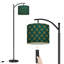 Lampe sur pied à arc avec abat-jour réglable Fan art doré Palm vert émeraude Lampe sur pied 3 températures de couleur à intensité variable avec poteau pour interrupteur de chambre à coucher