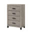 Ensemble de rangement de chambre à coucher 3 pièces gris clair avec commode, commode et table de chevet en bois massif et bois aggloméré