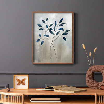 Indigo Foliage I, reproduction encadrée - bois massif