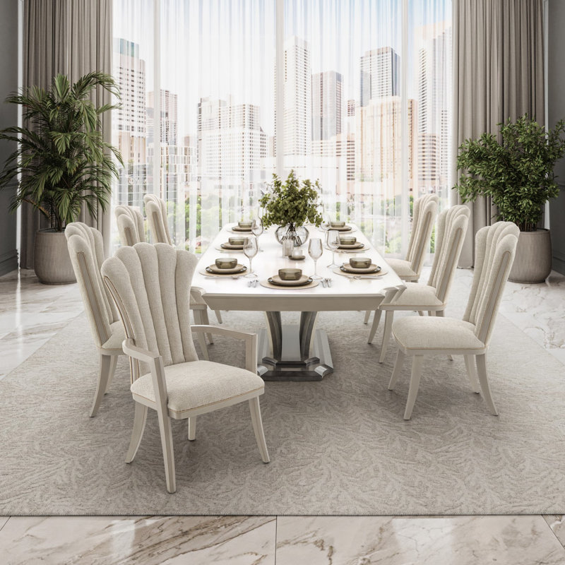 Fantosini Pedestal Dining Table - Silver Mist