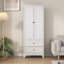 72 Inch Metal Pantry Cabinet with 2 Doors and 2 Drawers, White Kitchen Storage Cabinet with Magnetic Doors and 2 Adjustable Shelves, Anti-Tip Hardware for Kitchen Pantry Bathroom