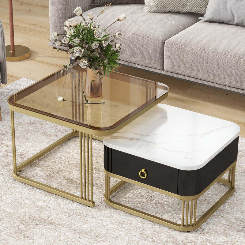 Table basse Pawling, Noir et or