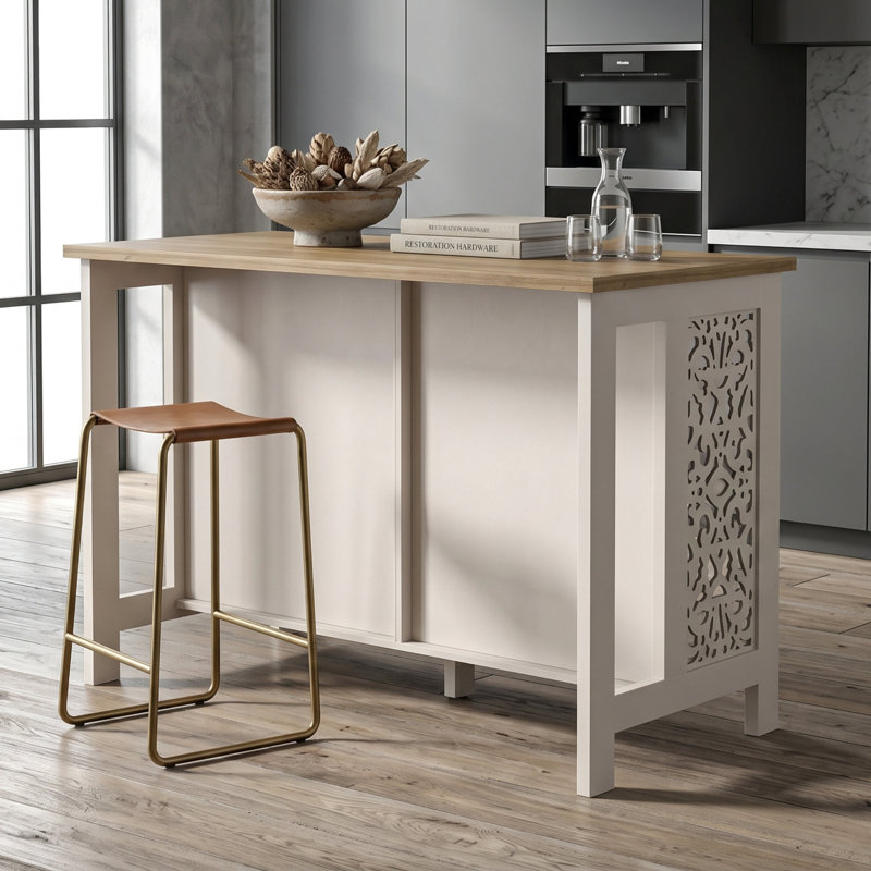 Arrastia Transitional 46.5" W Kitchen Island With Shelf And Open Storage