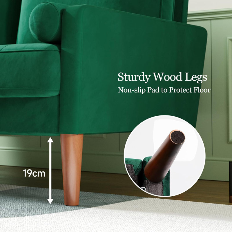 Collierville 2 Seater Velvet Sofa, Green Velvet