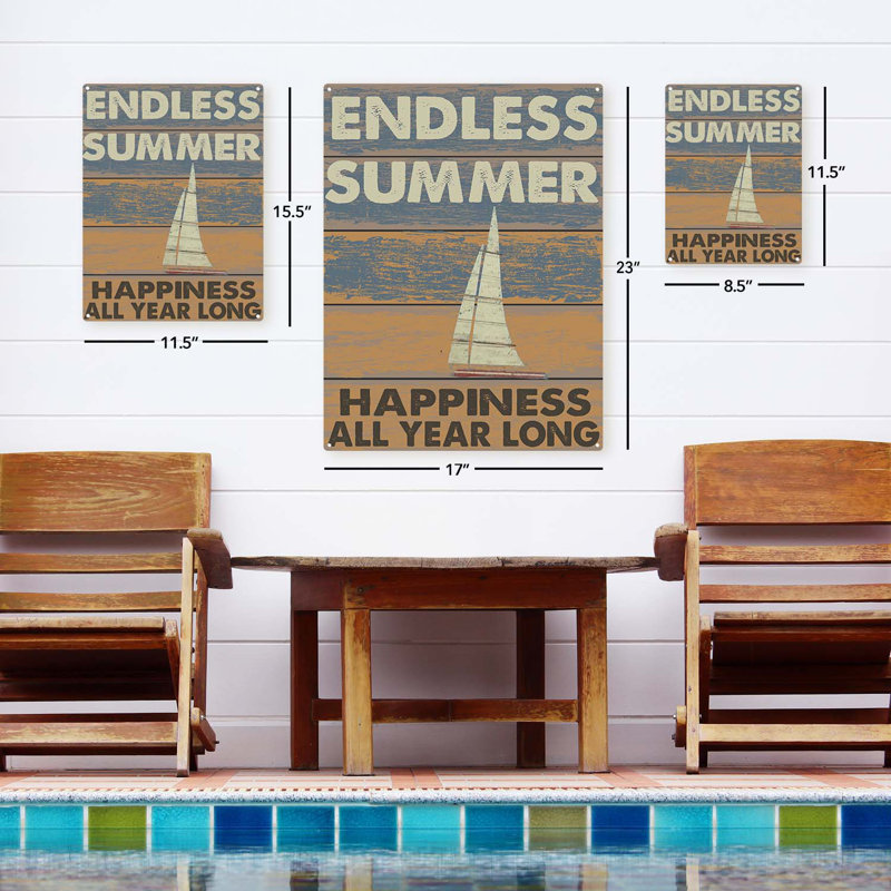 " Rustic Endless Summer Metal Sign ", 11.5" H x 8.5" W x 0.04" D