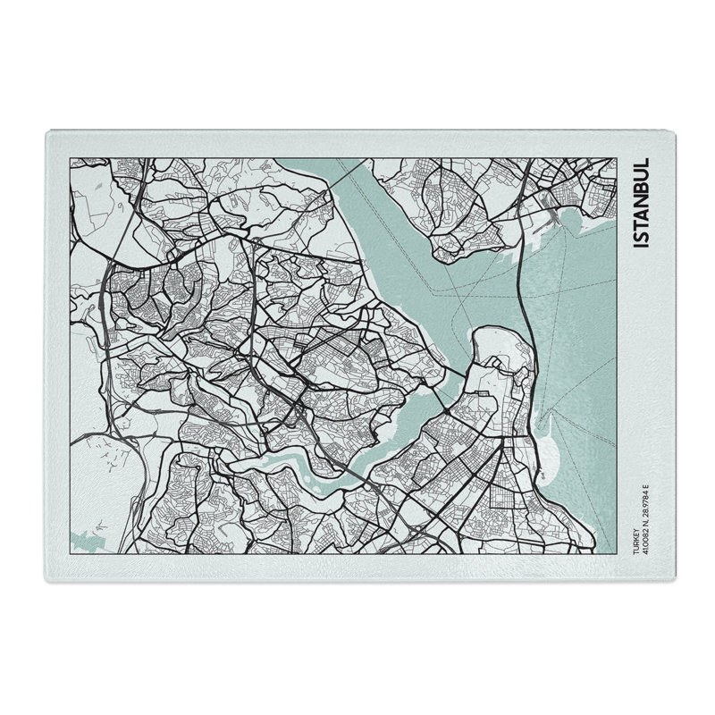 Map Istanbul Turkey Chopping Board, 28.5cm W x 39cm L