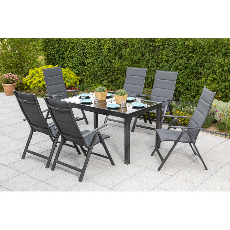 Wethington 6 - Person Patio Dining Set Rectangular Table, 75cm H x 90cm W x 160cm D