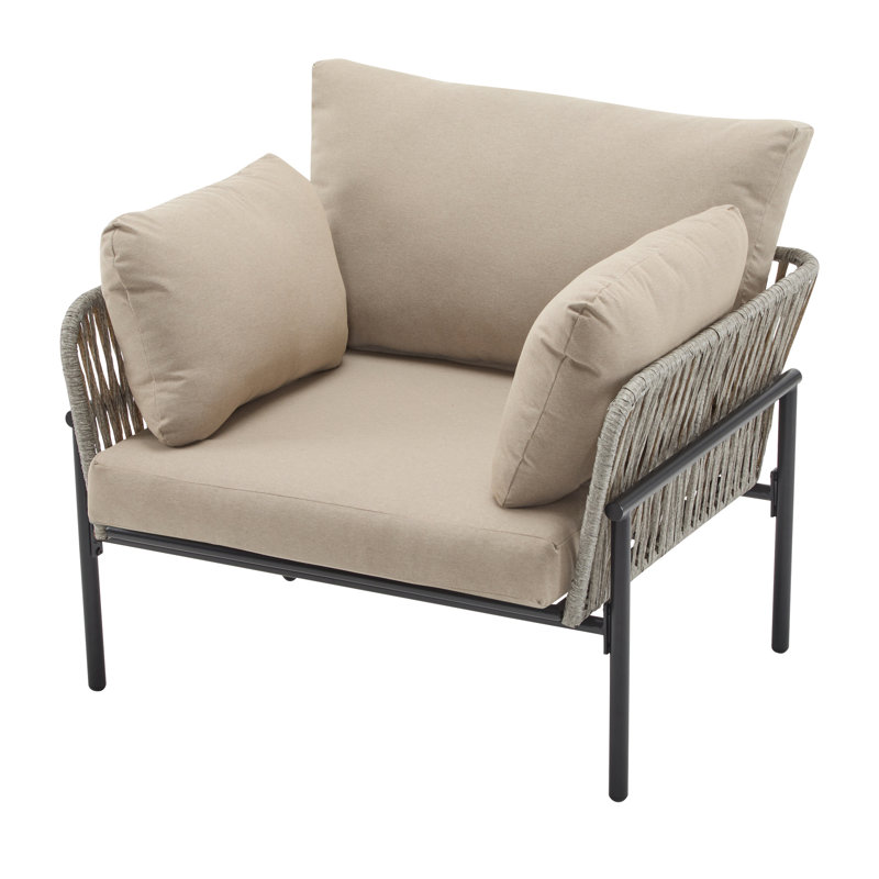 Chaise longue polyvalente avec accents de corde et coussins moelleux, Grey
