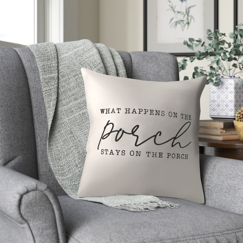 Textual Outdoor Throw Pillow, 18" x 18" , Navy