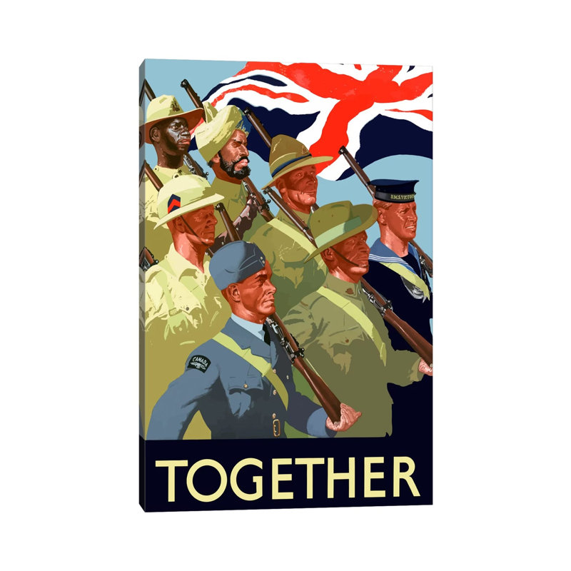 Multinational War Effort Poster 1 Piece Wrapped Canvas Wall Art, 66.04 cm H x 45.72 cm W x 1.91 cm D