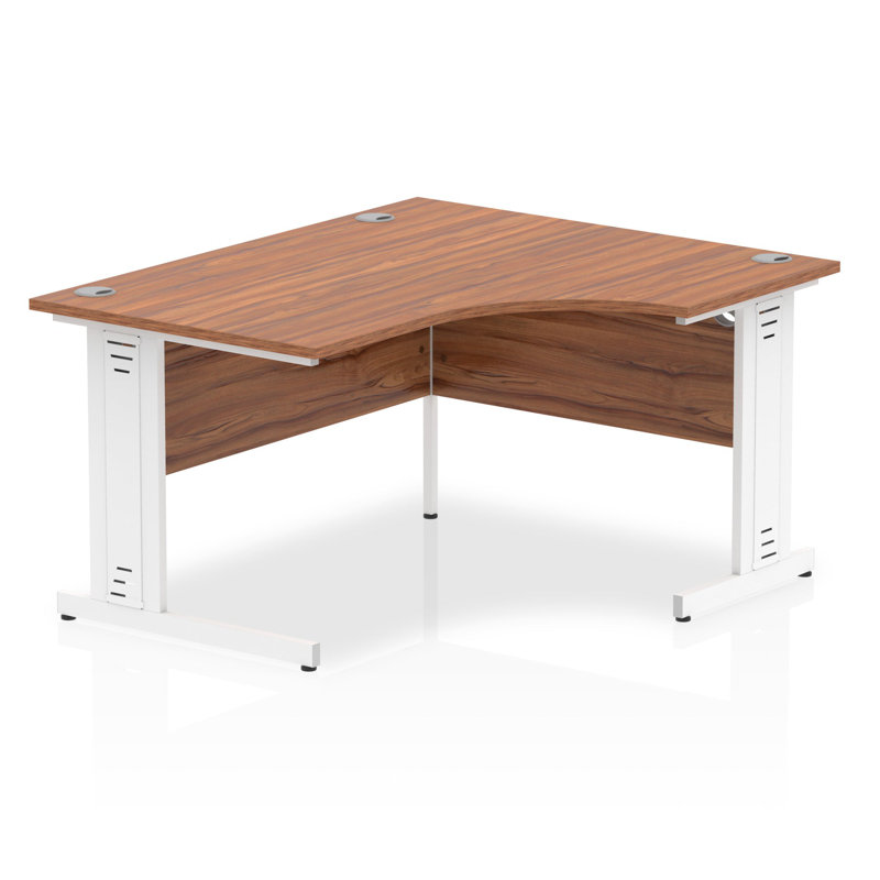 Impulse L-Shaped Metal Base Computer Desk, Walnut