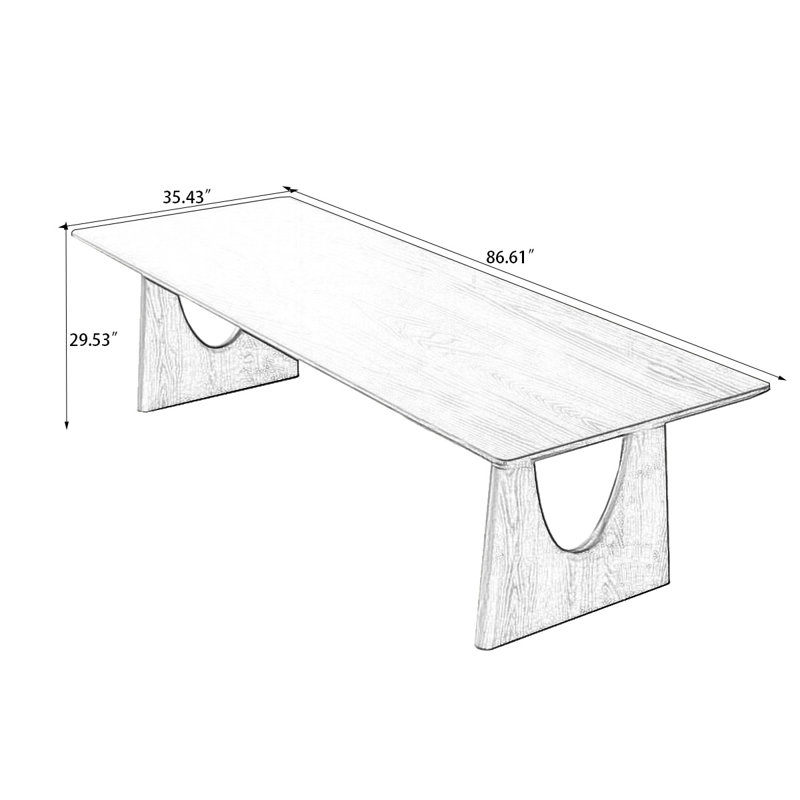 Brown Rectangular Solid Wood Dining Table, 29.53"H x 86.61"L x 35.43"W