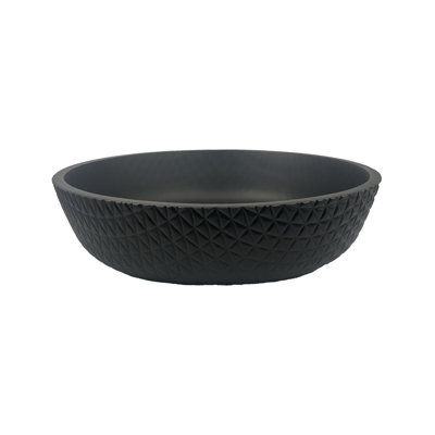 Lavabo de salle de bain vasque circulaire en verre trempé noir mat 16,54 "CastelloUSA