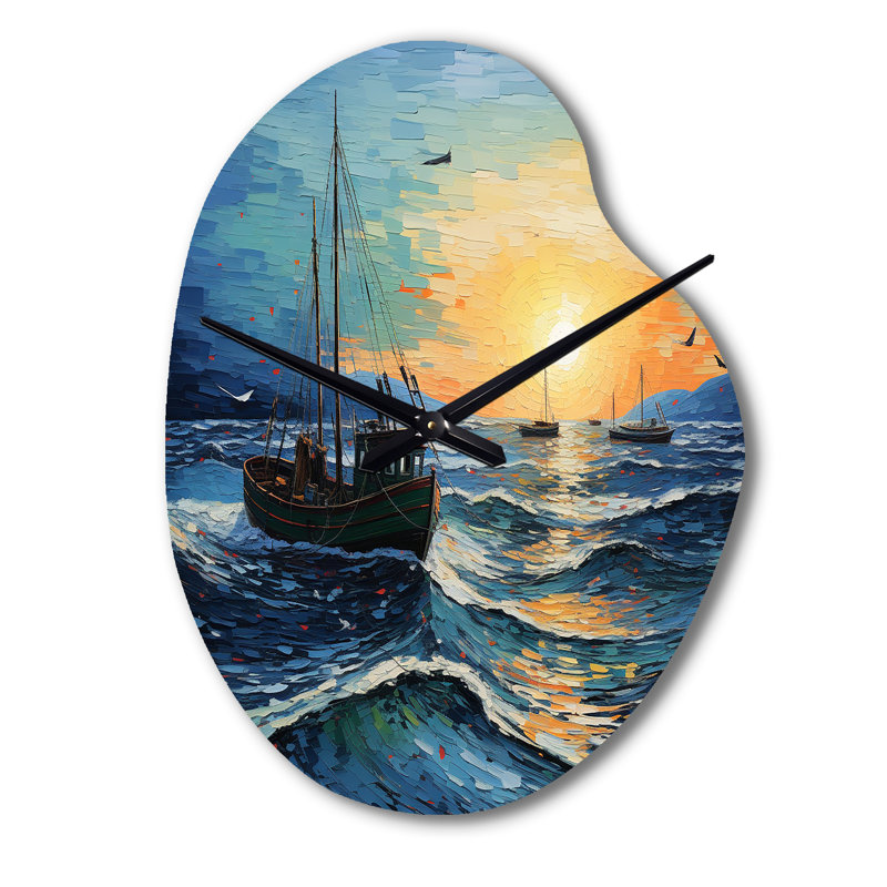 Horloge murale Vangogh Seascape With Fishing III - Vangogh, Petit
