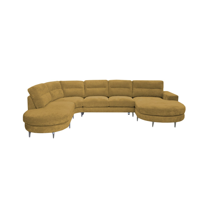 6 Seater Corner Sofa , Left Hand Facing, Brown